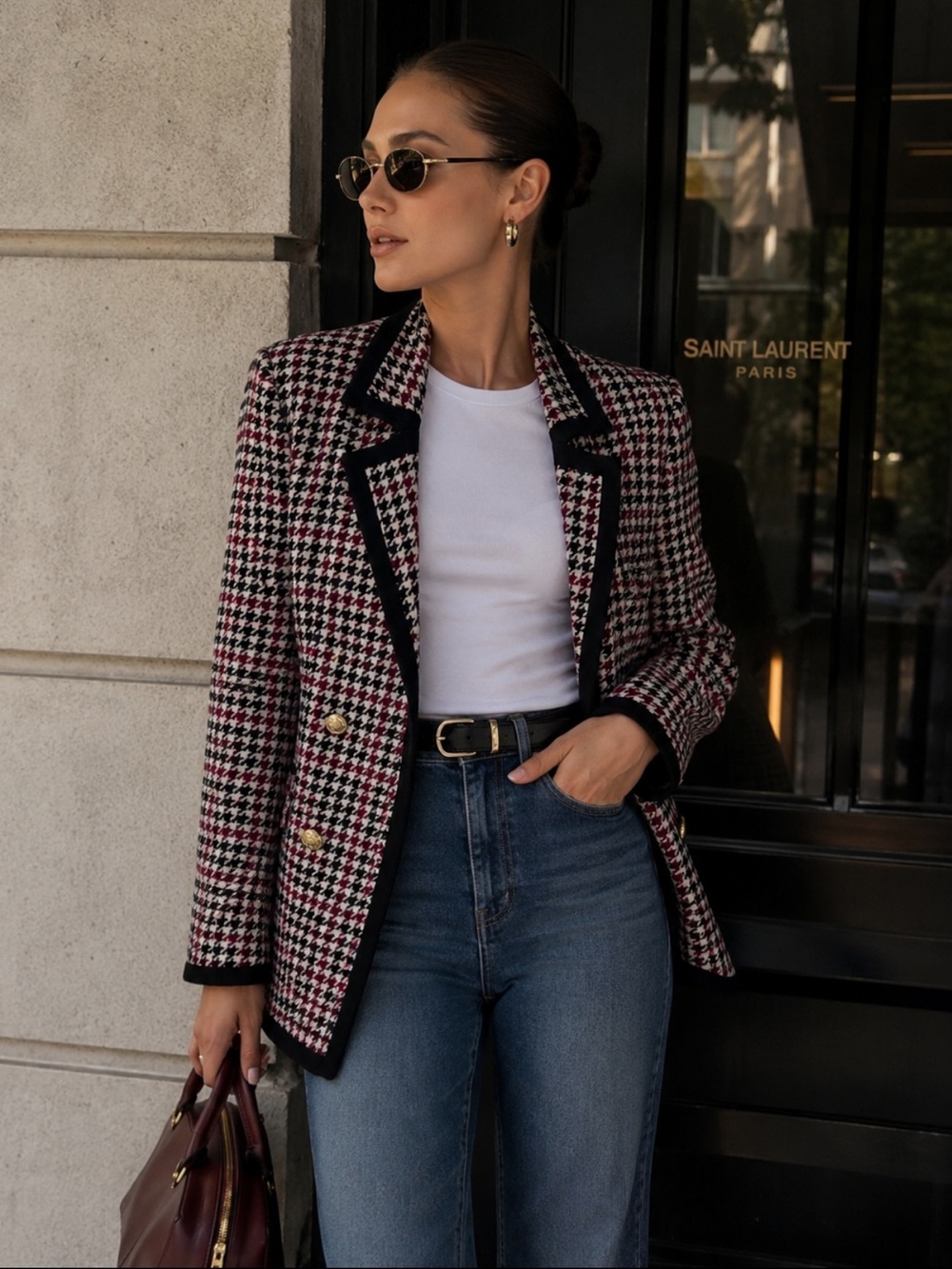 Anne Klein Houndstooth Knit Blazer